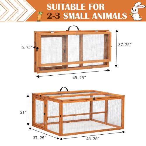Folding Rabbit Cage, Outdoor Chicken Coop With Running, Wooden Poultry House Play Enclosure, Orange Folding Rabbit Cage, Outdoor Chicken Coop With Running, Wooden Poultry House Play Enclosure, Orange